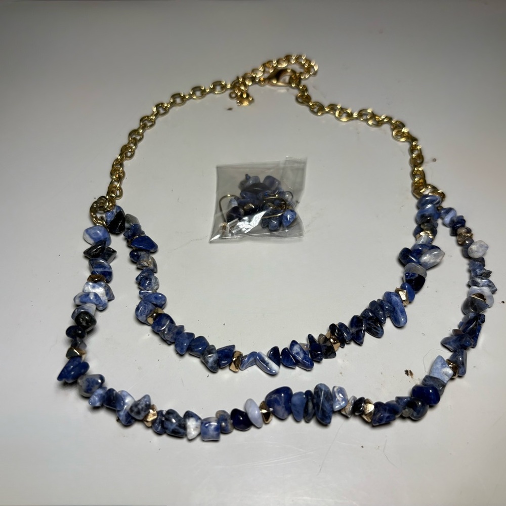 Gold and Blue Sodalite Necklace
